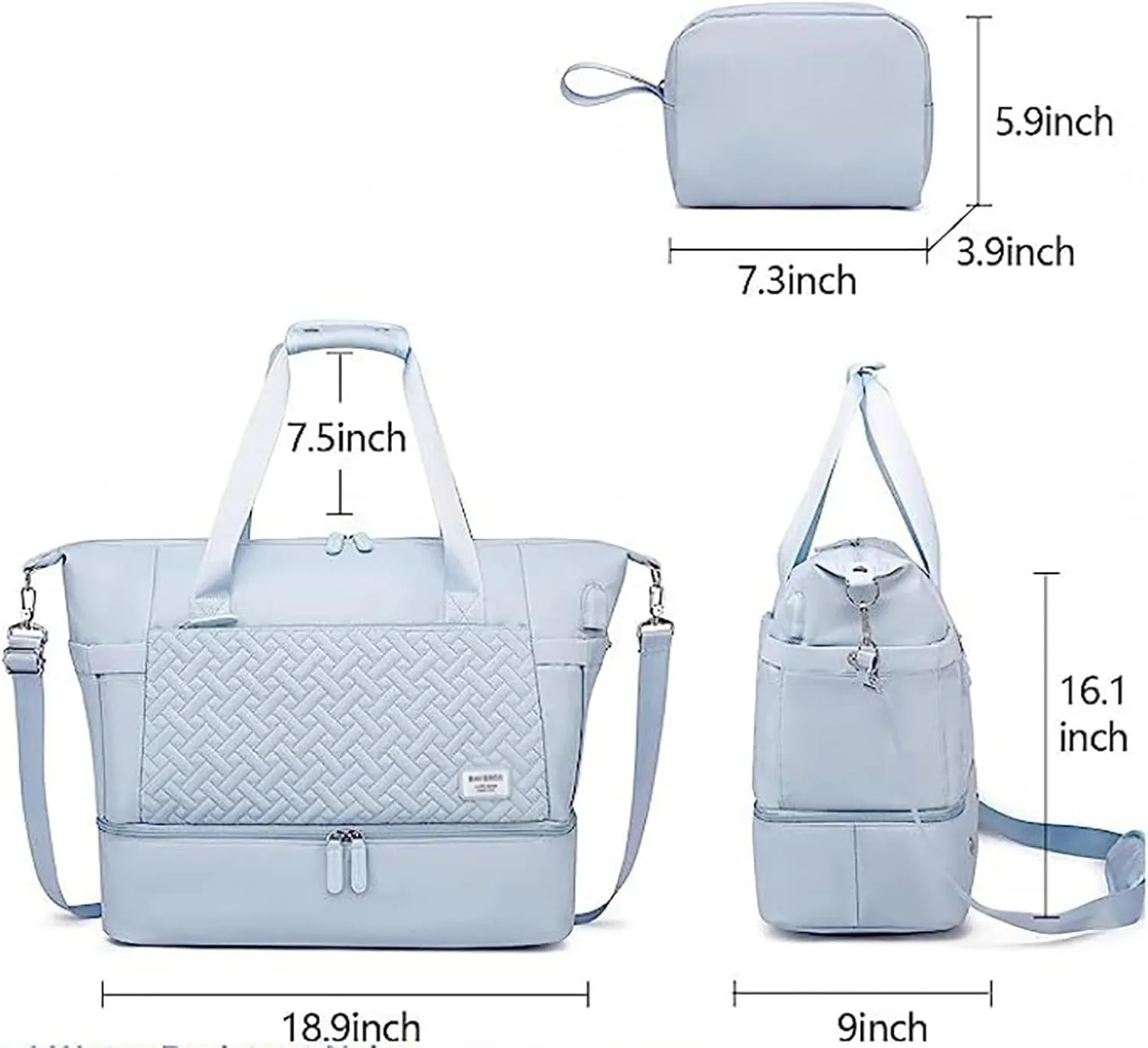37L Gym Duffle Bag for Women,Weekender Overnight Bag with USB Charging Port,Sports Travel Bag with Wet Pocket,Adjustable Strap for Gym, Yoga,A