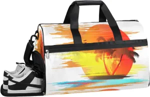 Abstract Sunset Art Sports Gym Bag for Women and Men Travel Duffel Bag Overnight Shoulder Bag Waterproof Workout Bag Portable Sports Tote with Shoes Compartment