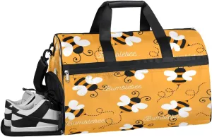 Animal Bee Pattern Sports Gym Bag with Wet Pocket & Shoes Compartment Waterproof Workout Duffel Bag for Women and Men Weekender Overnight Duffle Bag Travel Carry-on Tote