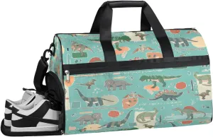 Animal Dinosaur Design Sports Gym Bag with Wet Pocket & Shoes Compartment Waterproof Workout Duffel Bag for Women and Men Weekender Overnight Duffle Bag Travel Carry-on Tote