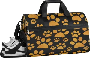 Animal Dog Paw Themes Resistant Sports Gym Bag for Women Men Travel Duffel bag with Wet Pocket & Shoes Compartment Waterproof Weekender Bag 19.7"x9.9"x13"