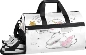 Animal Elephant Prints Sports Gym Bag with Wet Pocket & Shoes Compartment Waterproof Workout Duffel Bag for Women and Men Weekender Overnight Duffle Bag Travel Carry-on Tote