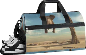 Animal Elephant Sky Sports Gym Bag with Wet Pocket & Shoes Compartment Waterproof Workout Duffel Bag for Women and Men Weekender Overnight Duffle Bag Travel Carry-on Tote