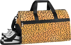 Animal Leopard Sports Gym Bag with Wet Pocket & Shoes Compartment Waterproof Workout Duffel Bag for Women and Men Weekender Overnight Duffle Bag Travel Carry-on Tote