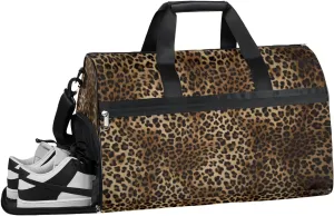 Animal Leopards Sports Gym Bag with Wet Pocket & Shoes Compartment Waterproof Workout Duffel Bag for Women and Men Weekender Overnight Duffle Bag Travel Carry-on Tote