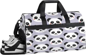 Animal Panda Prints Sports Gym Bag with Wet Pocket & Shoes Compartment Waterproof Workout Duffel Bag for Women and Men Weekender Overnight Duffle Bag Travel Carry-on Tote