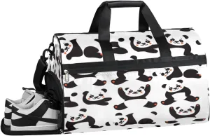 Animal Panda Theme Sports Gym Bag with Wet Pocket & Shoes Compartment Waterproof Workout Duffel Bag for Women and Men Weekender Overnight Duffle Bag Travel Carry-on Tote