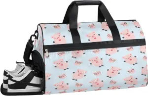 Animal Pig Sports Gym Bag with Wet Pocket & Shoes Compartment Waterproof Workout Duffel Bag for Women and Men Weekender Overnight Duffle Bag Travel Carry-on Tote