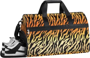 Animal Tiger Leopard Print Sports Gym Bag with Wet Pocket & Shoes Compartment Waterproof Workout Duffel Bag for Women and Men Weekender Overnight Duffle Bag Travel Carry-on Tote