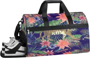 Animal Tiger Sports Gym Bag with Wet Pocket & Shoes Compartment Waterproof Workout Duffel Bag for Women and Men Weekender Overnight Duffle Bag Travel Carry-on Tote