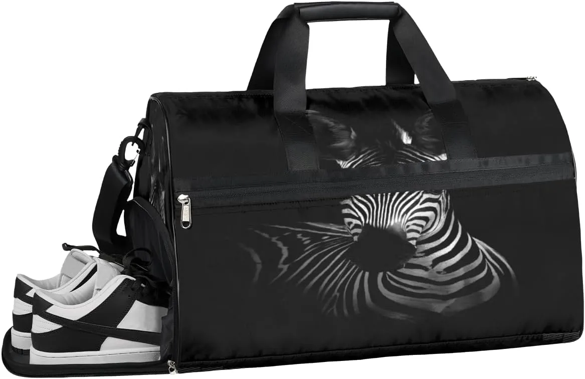 Animal Zebra Theme Sports Gym Bag with Wet Pocket & Shoes Compartment Waterproof Workout Duffel Bag for Women and Men Weekender Overnight Duffle Bag Travel Carry-on Tote