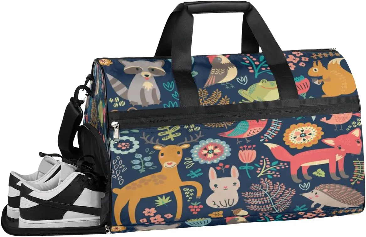 Animals Sports Gym Bag with Wet Pocket & Shoes Compartment Waterproof Workout Duffel Bag for Women and Men Weekender Overnight Duffle Bag Travel Carry-on Tote