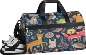 Animals Sports Gym Bag with Wet Pocket & Shoes Compartment Waterproof Workout Duffel Bag for Women and Men Weekender Overnight Duffle Bag Travel Carry-on Tote