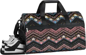 Aztec Pattern Sports Gym Bag with Wet Pocket & Shoes Compartment Waterproof Workout Duffel Bag for Women and Men Weekender Overnight Duffle Bag Travel Carry-on Tote