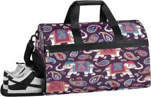 Baby Elephant Sports Gym Bag with Wet Pocket & Shoes Compartment Waterproof Workout Duffel Bag for Women and Men Weekender Overnight Duffle Bag Travel Carry-on Tote