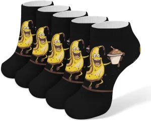 Banana Chocolate Ice Cream 5 Pairs Low Cut Ankle Socks for Men Women Athletic Running Socks No Show Breathable