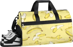 Banana Fruit Pattern Sports Gym Bag with Wet Pocket & Shoes Compartment Waterproof Workout Duffel Bag for Women and Men Weekender Overnight Duffle Bag Travel Carry-on Tote