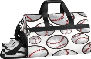 Baseball Ball Print Sports Gym Bag with Wet Pocket & Shoes Compartment Waterproof Workout Duffel Bag for Women and Men Weekender Overnight Duffle Bag Travel Carry-on Tote