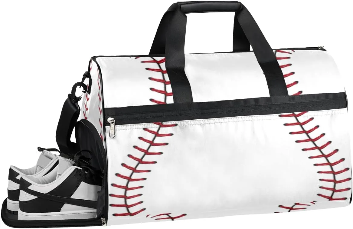 Baseball Sports Gym Bag with Wet Pocket & Shoes Compartment Waterproof Workout Duffel Bag for Women and Men Weekender Overnight Duffle Bag Travel Carry-on Tote