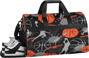 Basketball Ball Sports Gym Bag with Wet Pocket & Shoes Compartment Waterproof Workout Duffel Bag for Women and Men Weekender Overnight Duffle Bag Travel Carry-on Tote