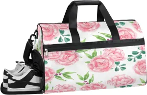 Beautiful Flower Sports Gym Bag with Wet Pocket & Shoes Compartment Waterproof Workout Duffel Bag for Women and Men Weekender Overnight Duffle Bag Travel Carry-on Tote