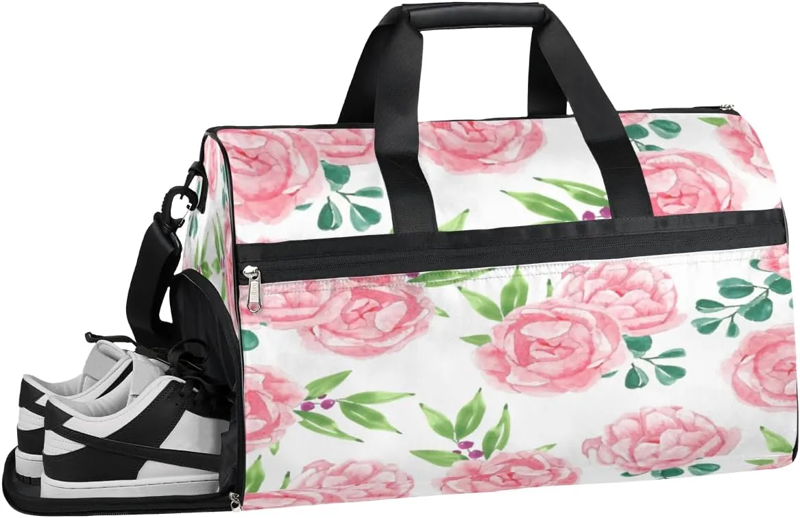 Beautiful Flower Sports Gym Bag with Wet Pocket & Shoes Compartment Waterproof Workout Duffel Bag for Women and Men Weekender Overnight Duffle Bag Travel Carry-on Tote