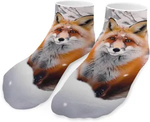 Beautiful Fox in Winter Cute Ankle Socks 1 Pairs Low Cut No Show Sock Breathable Stocking for Men Women