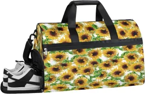 Beautiful Sunflower Sports Gym Bag with Wet Pocket & Shoes Compartment Waterproof Workout Duffel Bag for Women and Men Weekender Overnight Duffle Bag Travel Carry-on Tote