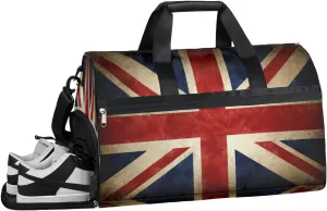 Britain Flag Pattern Sports Gym Bag with Wet Pocket & Shoes Compartment Waterproof Workout Duffel Bag for Women and Men Weekender Overnight Duffle Bag Travel Carry-on Tote