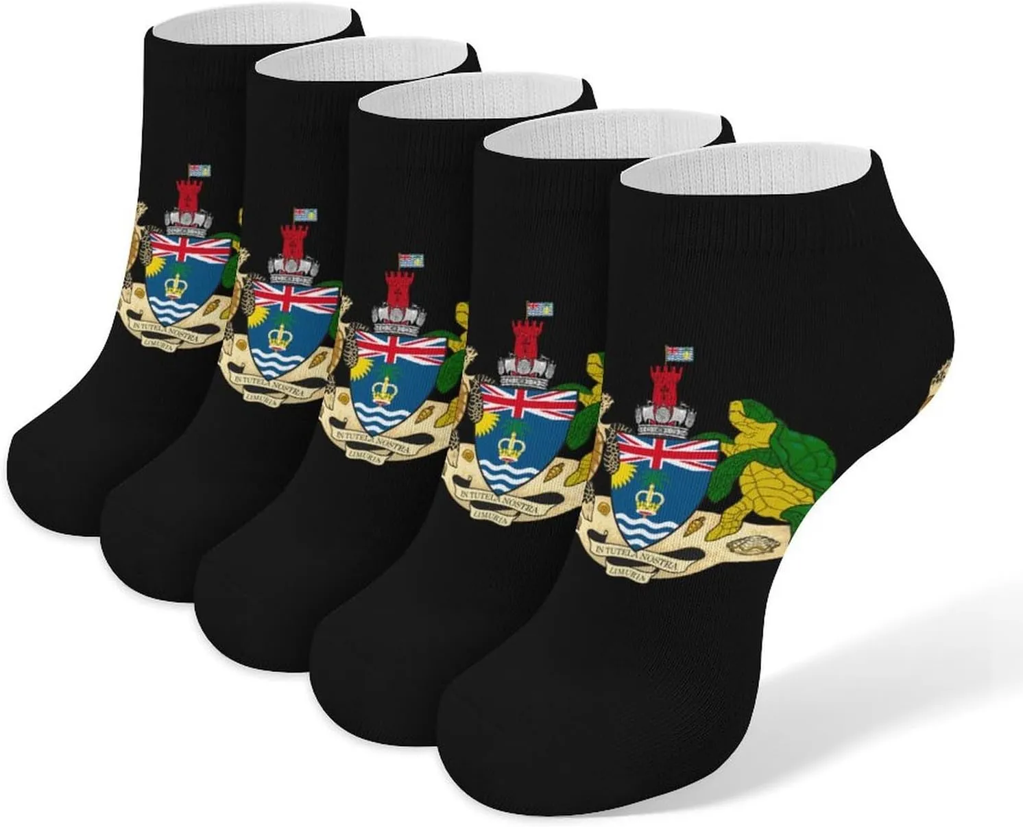 British Indian Ocean Territory 5 Pairs Low Cut Ankle Socks for Men Women Athletic Running Socks No Show Breathable