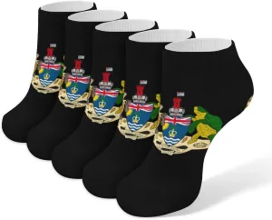 British Indian Ocean Territory 5 Pairs Low Cut Ankle Socks for Men Women Athletic Running Socks No Show Breathable