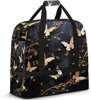Butterfly Travel Duffel Bag for Women Men, Art Butterflies Sports Gym Bag with Shoes Compartment Foldable Overnight Bag Weekender Tote Workout Carry On Luggage Bag