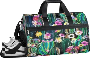 Cactus Colorful Sports Gym Bag with Wet Pocket & Shoes Compartment Waterproof Workout Duffel Bag for Women and Men Weekender Overnight Duffle Bag Travel Carry-on Tote