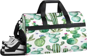 Cactus Sports Gym Bag with Wet Pocket & Shoes Compartment Waterproof Workout Duffel Bag for Women and Men Weekender Overnight Duffle Bag Travel Carry-on Tote
