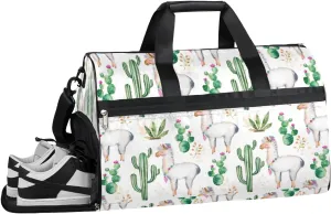 Camel Cactus Flower Sports Gym Bag with Wet Pocket & Shoes Compartment Waterproof Workout Duffel Bag for Women and Men Weekender Overnight Duffle Bag Travel Carry-on Tote