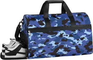 Camouflage Pattern Sports Gym Bag with Wet Pocket & Shoes Compartment Waterproof Workout Duffel Bag for Women and Men Weekender Overnight Duffle Bag Travel Carry-on Tote