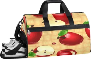 Cartoon Apples Sports Gym Bag with Wet Pocket & Shoes Compartment Waterproof Workout Duffel Bag for Women and Men Weekender Overnight Duffle Bag Travel Carry-on Tote