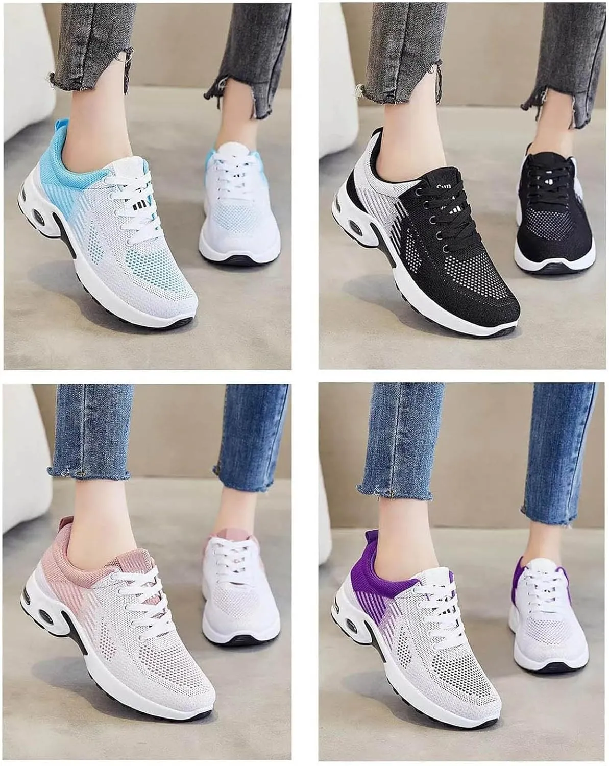 Cathalem Womens Orthopedic Sneakers Air Cushion Running Shoes Mesh Gym Work Fashion Sneakers Lightweight Tennis Walking Shoes