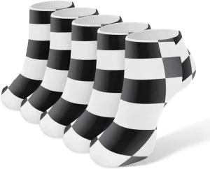 Checkered 5 Pairs Low Cut Ankle Socks for Men Women Athletic Running Socks No Show Breathable