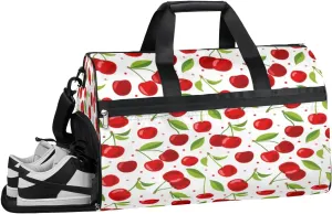 Cherry Fruits Sports Gym Bag with Wet Pocket & Shoes Compartment Waterproof Workout Duffel Bag for Women and Men Weekender Overnight Duffle Bag Travel Carry-on Tote
