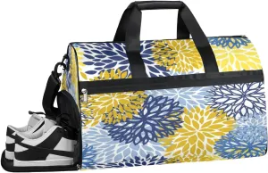 Chrysanthemum Sports Gym Bag with Wet Pocket & Shoes Compartment Waterproof Workout Duffel Bag for Women and Men Weekender Overnight Duffle Bag Travel Carry-on Tote