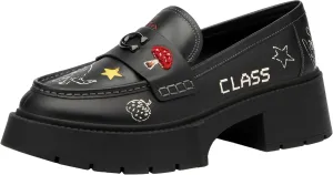 Coach Women's Leah Platform Loafer with Sketch Print, Charcoal/Black, 10