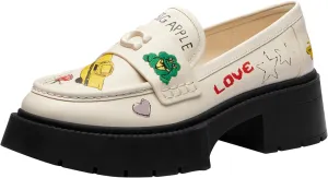 Coach Women's Leah Platform Loafer with Sketch Print, Charcoal/Black, 10