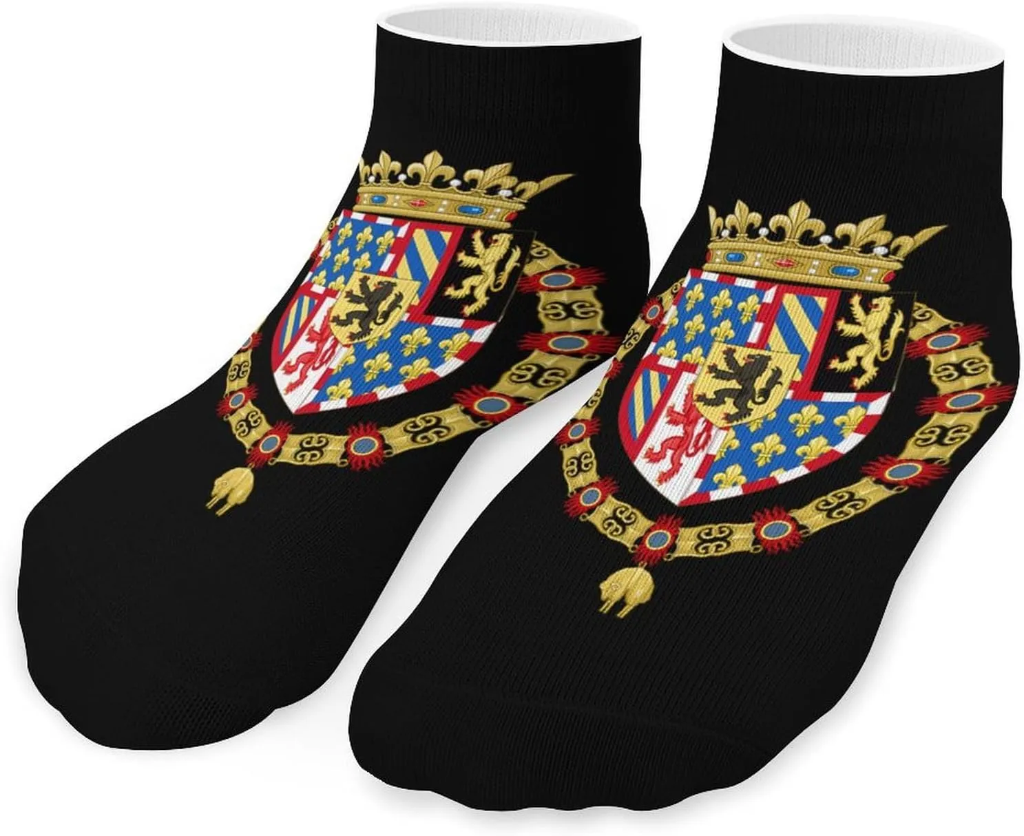 Coat Arms of Dukes of Burgundy Crowned Cute Ankle Socks 1 Pairs Low Cut No Show Sock Breathable Stocking for Men Women