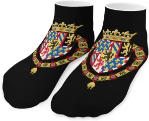 Coat Arms of Dukes of Burgundy Crowned Cute Ankle Socks 1 Pairs Low Cut No Show Sock Breathable Stocking for Men Women