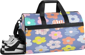 Colorful Flower Cute Sports Gym Bag with Wet Pocket & Shoes Compartment Waterproof Workout Duffel Bag for Women and Men Weekender Overnight Duffle Bag Travel Carry-on Tote
