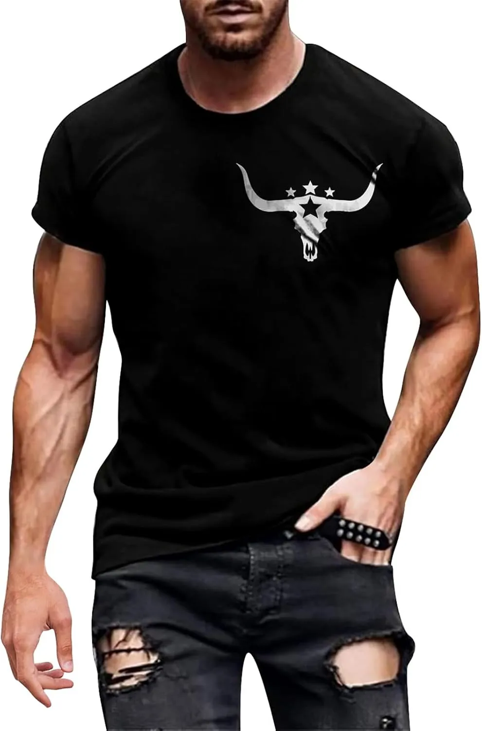 Crewneck Vintage T Shirts for Men Slim Fit Short Sleeve 2025 Trendy Summer Graphic Tees Hip Hop Hipster Streetwear