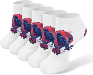 Crows and Flowers 5 Pairs Low Cut Ankle Socks for Men Women Athletic Running Socks No Show Breathable
