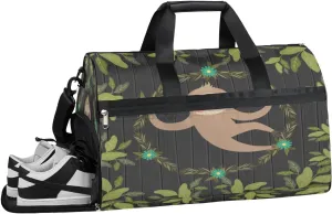 Cute Animal Sloth Sports Gym Bag for Women and Men Travel Duffel Bag Overnight Shoulder Bag Waterproof Workout Bag Portable Sports Tote with Shoes Compartment