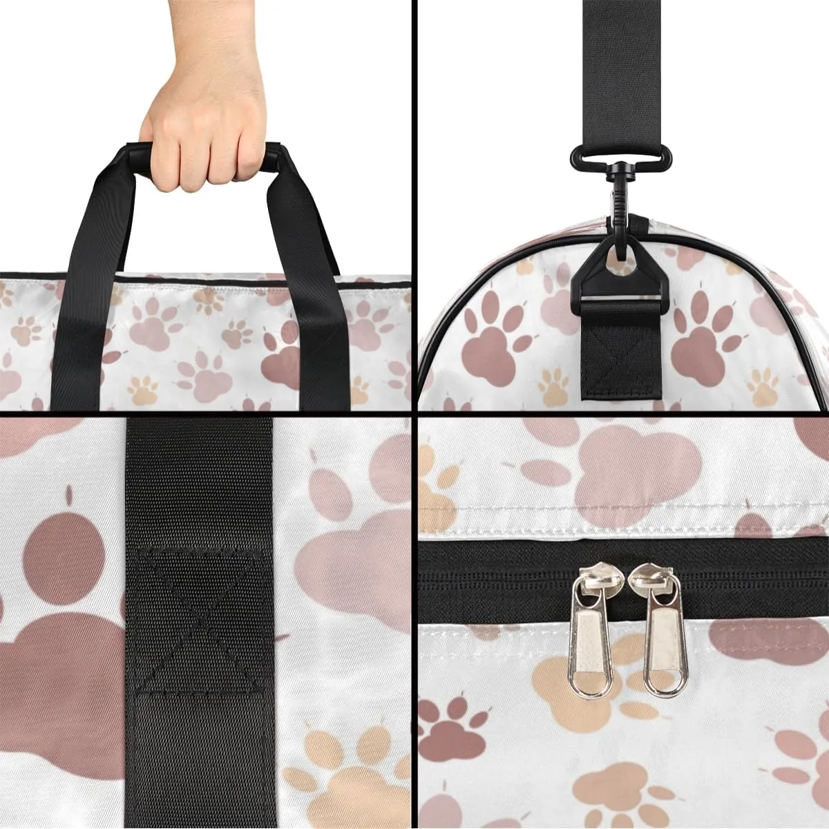 Cute Cats Paw Sports Gym Bag for Women Men Travel Duffel Bag with Wet Pocket & Shoes Compartment Waterproof Weekender Overnight Tote Carry on Bag Lightweight